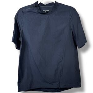 Rag & Bone Jean Washed Black 100% Silk Boxy Asymmetrical Short Sleeve Top